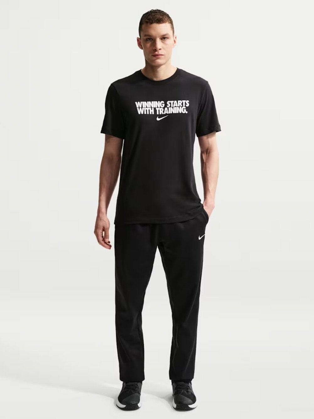 Nike Men’s Therma-FIT Sweatpants L Tall 32” Inseam Open Hem Gym Pants Black